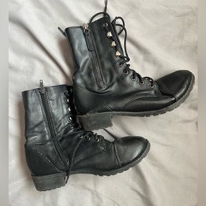 Black Lace-up Combat Boots